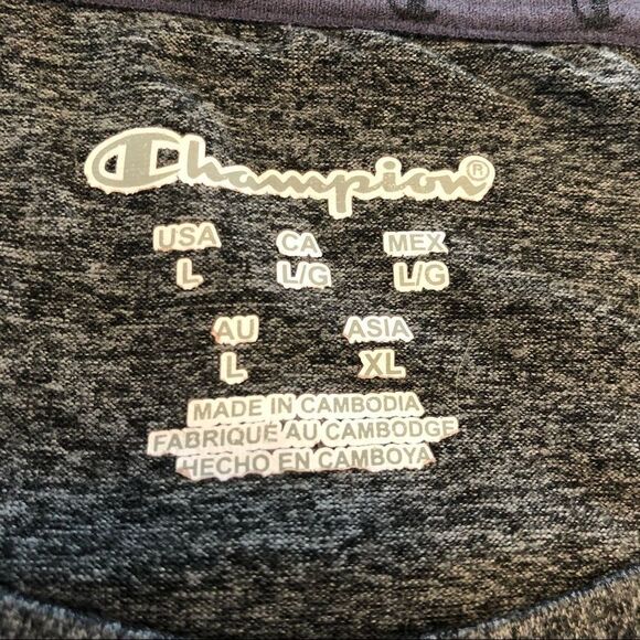 Champion Heathered Grey Long Sleeve Activewear Shirt Thumbholes Size Large - Picture 6 of 6